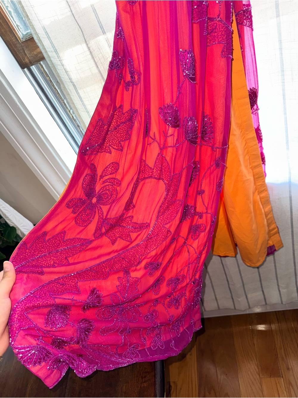 Cache Pink Beaded Floral Prom Dress - Picture 7 of 9